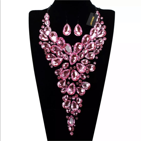 💗HUGE Pink Rhinestone Statement Set 💗 - Picture 4 of 4